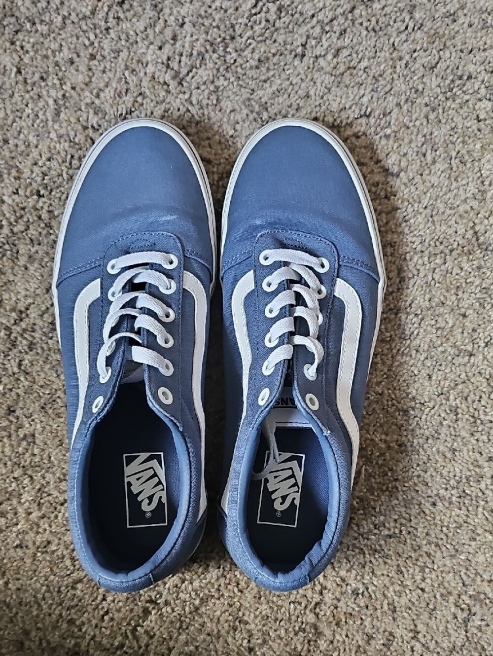 Vans Blue and White Old Skool Low Top Sneakers - Picture 2 of 3